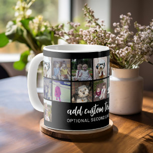 Taza De Café Rejilla de collage de 16 fotos - 2 cuadros de text