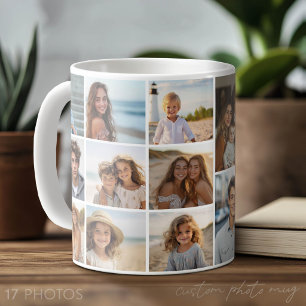 Taza De Café Rejilla de collage de 17 fotos - Mod blanco minima