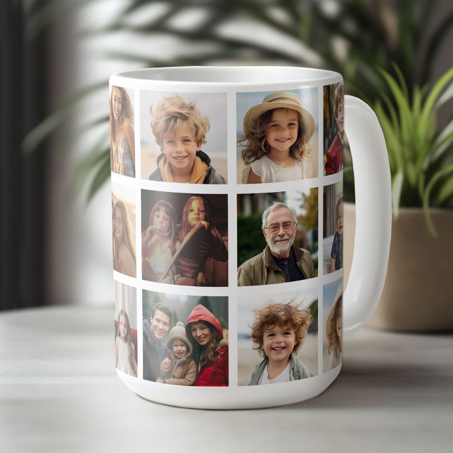Taza De Café Rejilla de Collage de fotos 18 - Galería de famili (Custom Photo Mug)