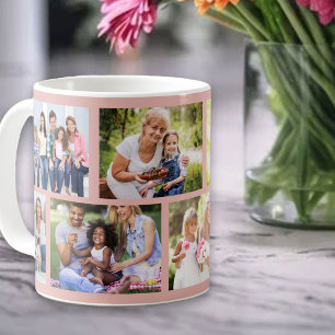 Taza De Café Rejilla de mampostería Rosa suave Colage de 8 foto