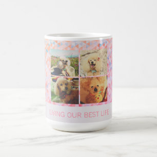 Taza De Café Rejilla Multi-Foto Personalizada de Perro Caniche 