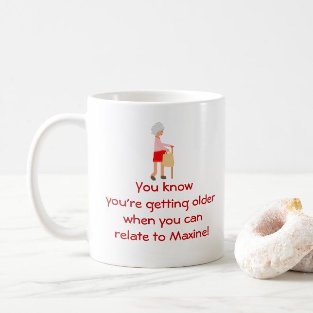 Taza De Café Relacionar con Maxine que envejece Mug (Con donut)