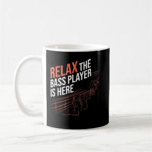 Taza De Café Relaja El Bajista Está Aquí Bajo Guitarra