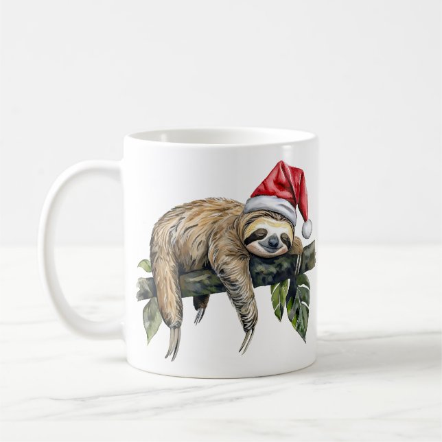 Taza De Café Relajación de Sloth con un gorra Navidad 1 (Izquierda)