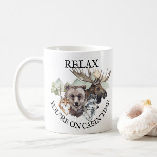 Taza De Café Relájate Estás en tiempo de cabaña Animales del bo