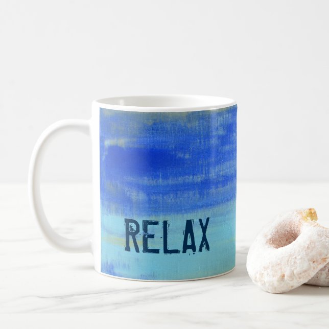 Taza De Café Relaxing Blue Turquiose Nautical Abstract Art (Con donut)