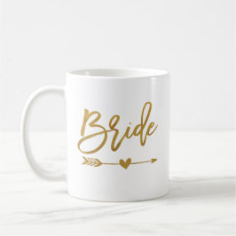 Taza De Café Relieve metalizado de oro de novia, estrecho y fal