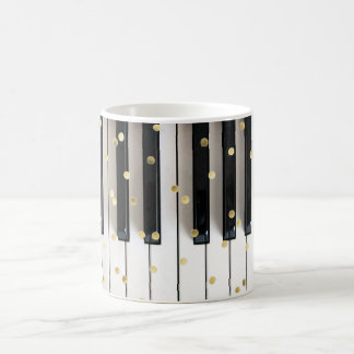 Taza De Café Relieve metalizado de piano de oro confetti