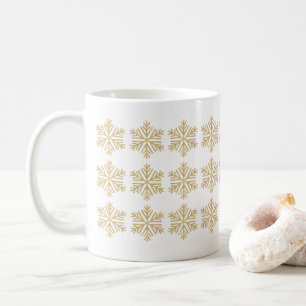 Taza De Café Relieve metalizado dorado Faux de Snowflake navida