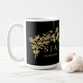 Taza De Café Relieve metalizado dorado personalizado Lujo Monog