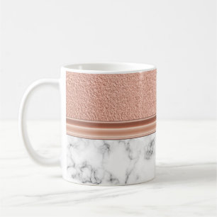 Taza De Café Relieve metalizado dorado Rosa en Mármol