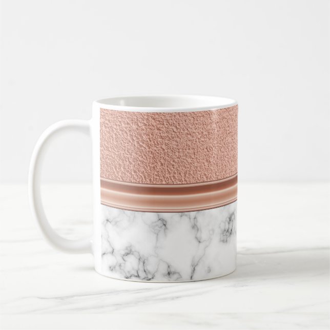 Taza De Café Relieve metalizado dorado Rosa en Mármol (Izquierda)