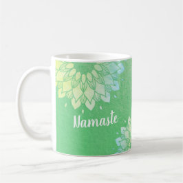 Taza De Café Relieve metalizado dorado verde Mandala