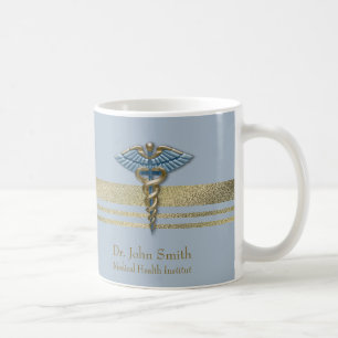 Taza De Café Relieve metalizado Faux Gold Stripes Luz médica Ca