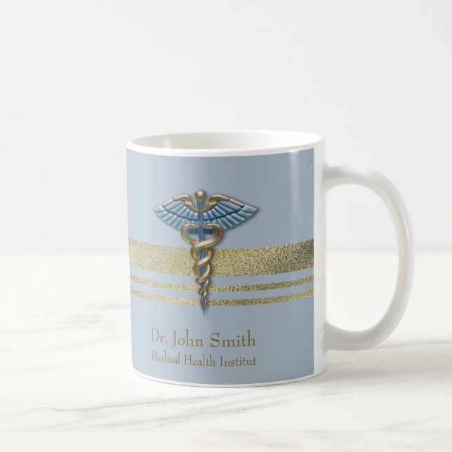 Taza De Café Relieve metalizado Faux Gold Stripes Luz médica Ca (Derecha)