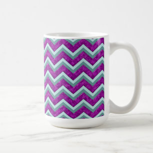 Taza De Café Relieve metalizado magenta y patrón ZigZag Verde a