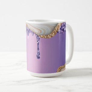 Taza De Café Relieve metalizado metálico de oro de mármol dorad