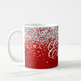 Taza De Café Relieve metalizado rojo Purpurina plateado persona