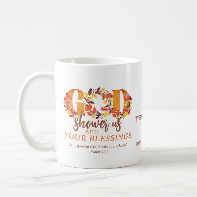 Taza De Café Religious Thanksgiving Faith Bible Quote (Izquierda)