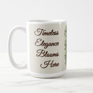 Taza De Café Reloj Antiguo Rodeado de Rosas y Enredaderas