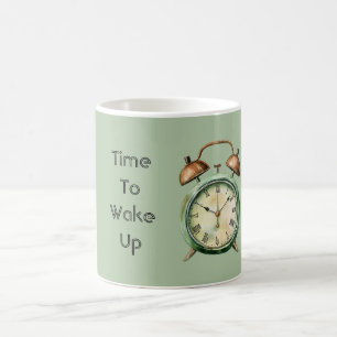 Taza De Café Reloj de alarma de tiempo verde para despertar