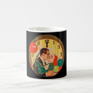 Taza De Café Reloj de beso de Nochevieja Vintage Art Déco