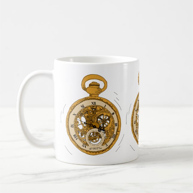 Taza De Café Reloj de bolsillo ilustrado (Izquierda)