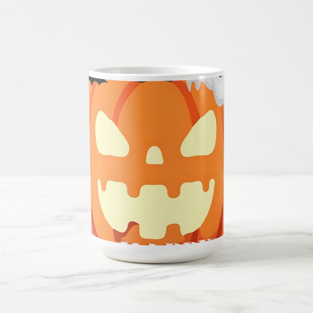 Taza De Café Reloj de Calabaza y Fantasma de Halloween (Centro)