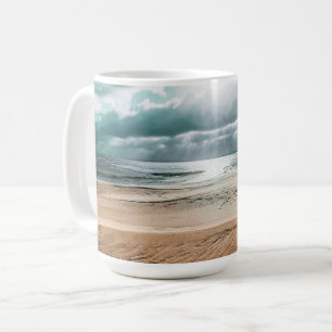 Taza De Café Reloj de escena de playa personalizado
