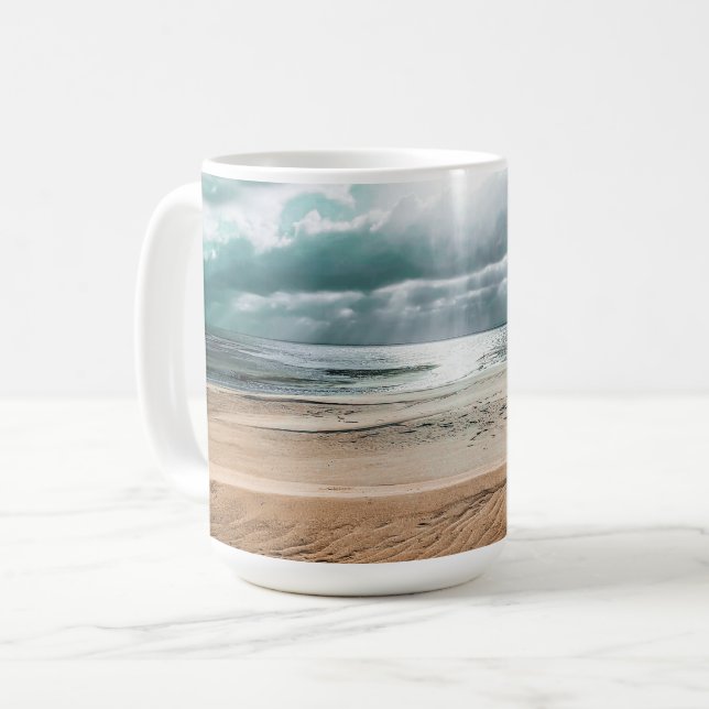 Taza De Café Reloj de escena de playa personalizado (Anverso izquierdo)