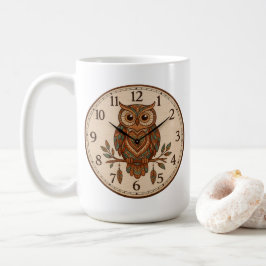 Taza De Café Reloj de pared grande búho boho