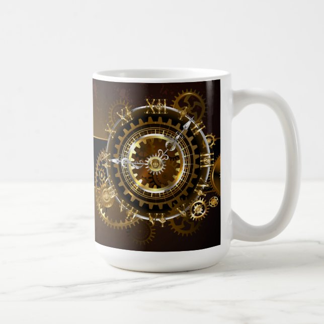 Taza De Café Reloj de vapor con engranajes antiguos (Derecha)