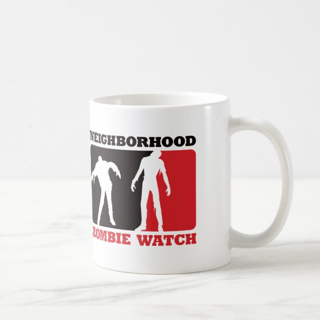 Taza De Café Reloj del zombi de la vecindad - rojo (Derecha)