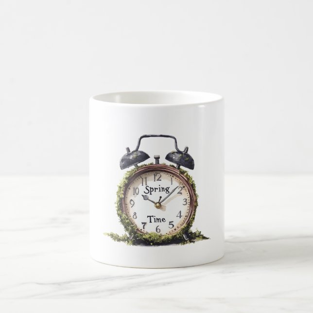 Taza De Café Reloj despertador de primavera verde (Centro)