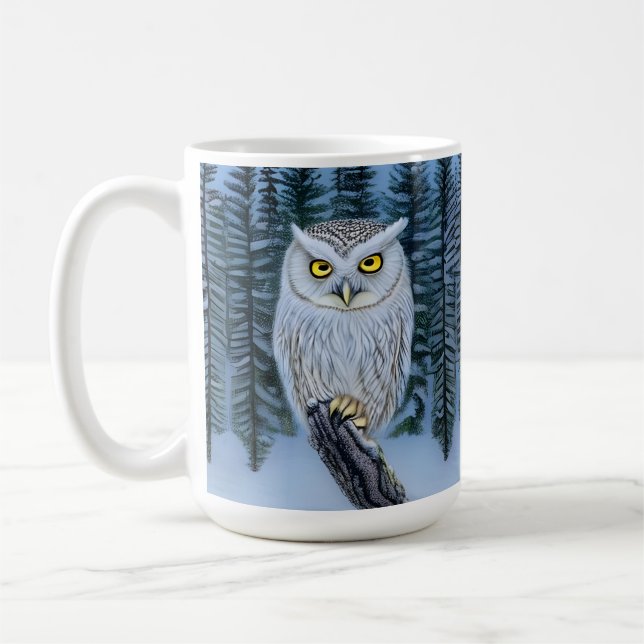 Taza De Café Reloj silencioso - Lechuza gris de los bosques de  (Izquierda)