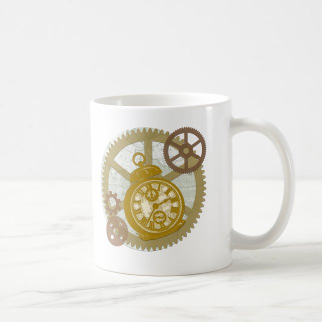 Taza De Café Reloj y engranajes de Steampunk (Derecha)