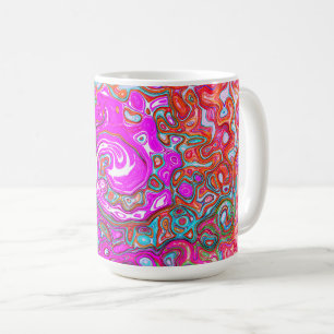 Taza De Café Remolino abstracto retro groovy púrpura y naranja