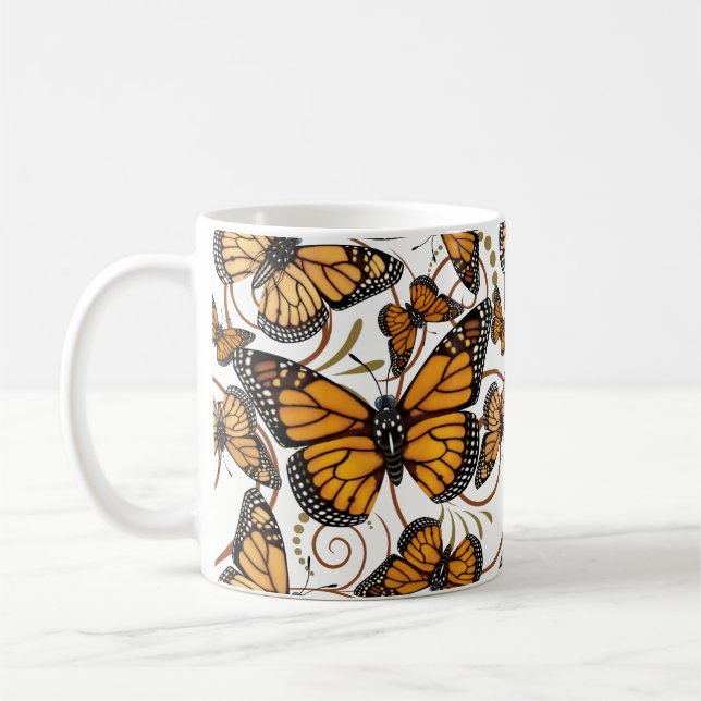 Taza De Café Remolino de la mariposa de monarca (Izquierda)