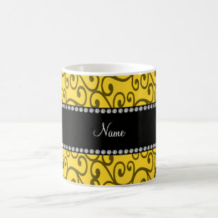 Taza De Café Remolinos conocidos personalizados del amarillo