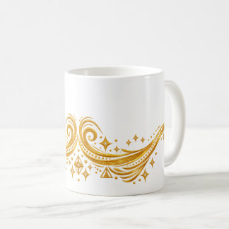 Taza De Café Remolinos Galácticos Dorados y Estrellas