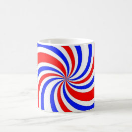 Taza De Café Remolinos rojos, blancos y azules