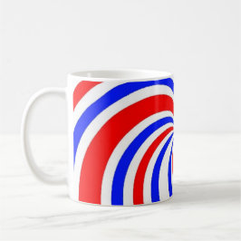Taza De Café Remolinos rojos, blancos y azules