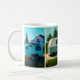 Taza De Café Remolques de camping con 4 bonitos remolques verde