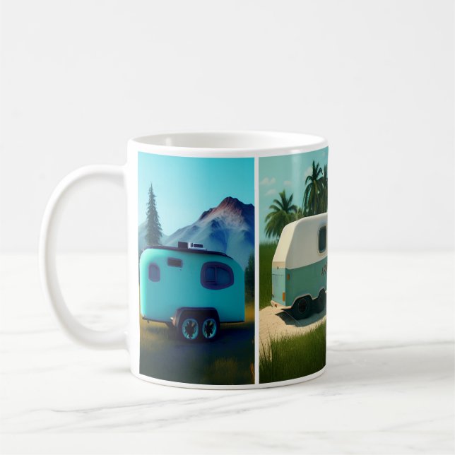 Taza De Café Remolques de camping con 4 bonitos remolques verde (Izquierda)