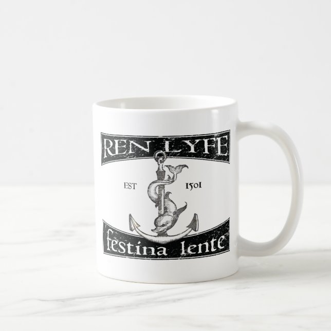 Taza De Café Ren Lyfe: Aldus apenado Festina Lente (Derecha)