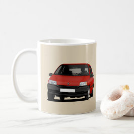 Taza De Café Renault Clio I, ilustración roja x 2