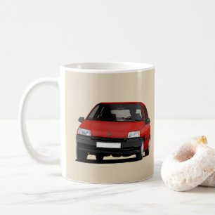 Taza De Café Renault Clio I, ilustración roja x 2