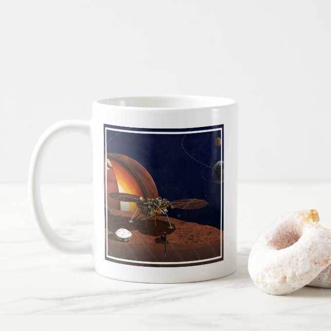 Taza De Café Rendición artística de The Insight Lander. (Con donut)