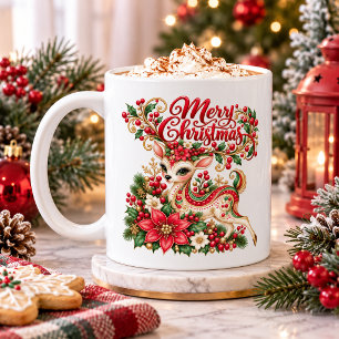 Taza De Café Renito Ornamental Feliz Navidad