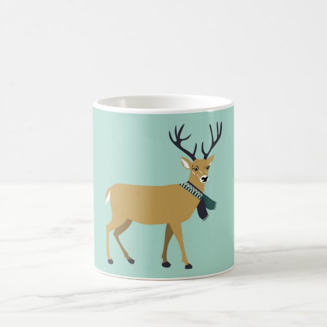 Taza De Café Reno con una bufanda de invierno (animal Navidad) (Centro)